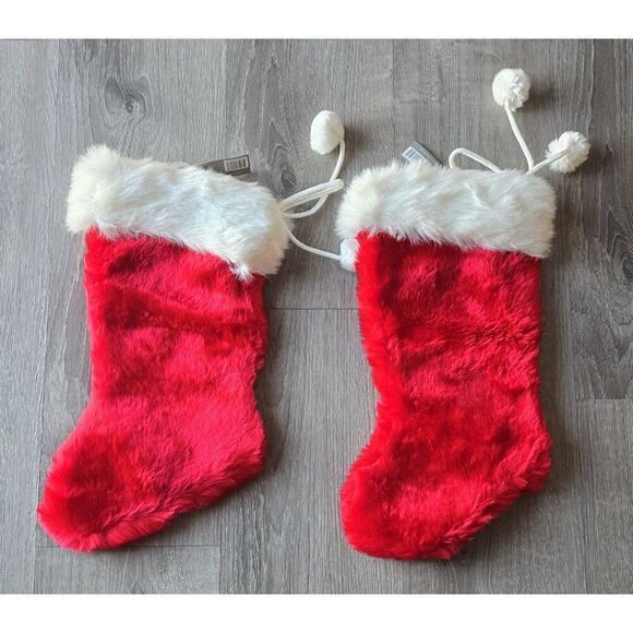 Lot of 2 - Target Christmas Holiday Stockings - Faux Fur Extra Plush NOS - Picture 2 of 7